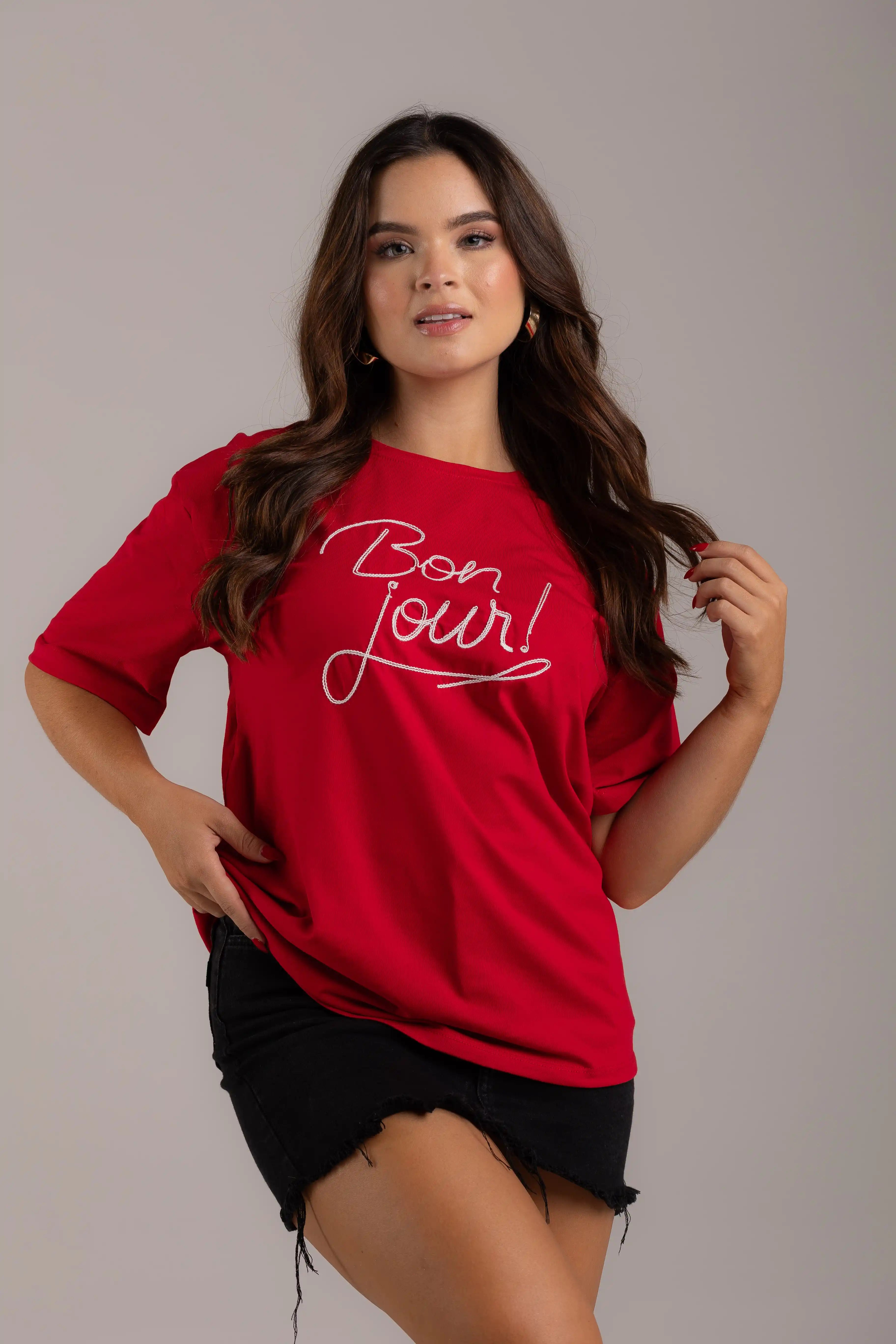 OVERSIZED BON JOUR BORDADA