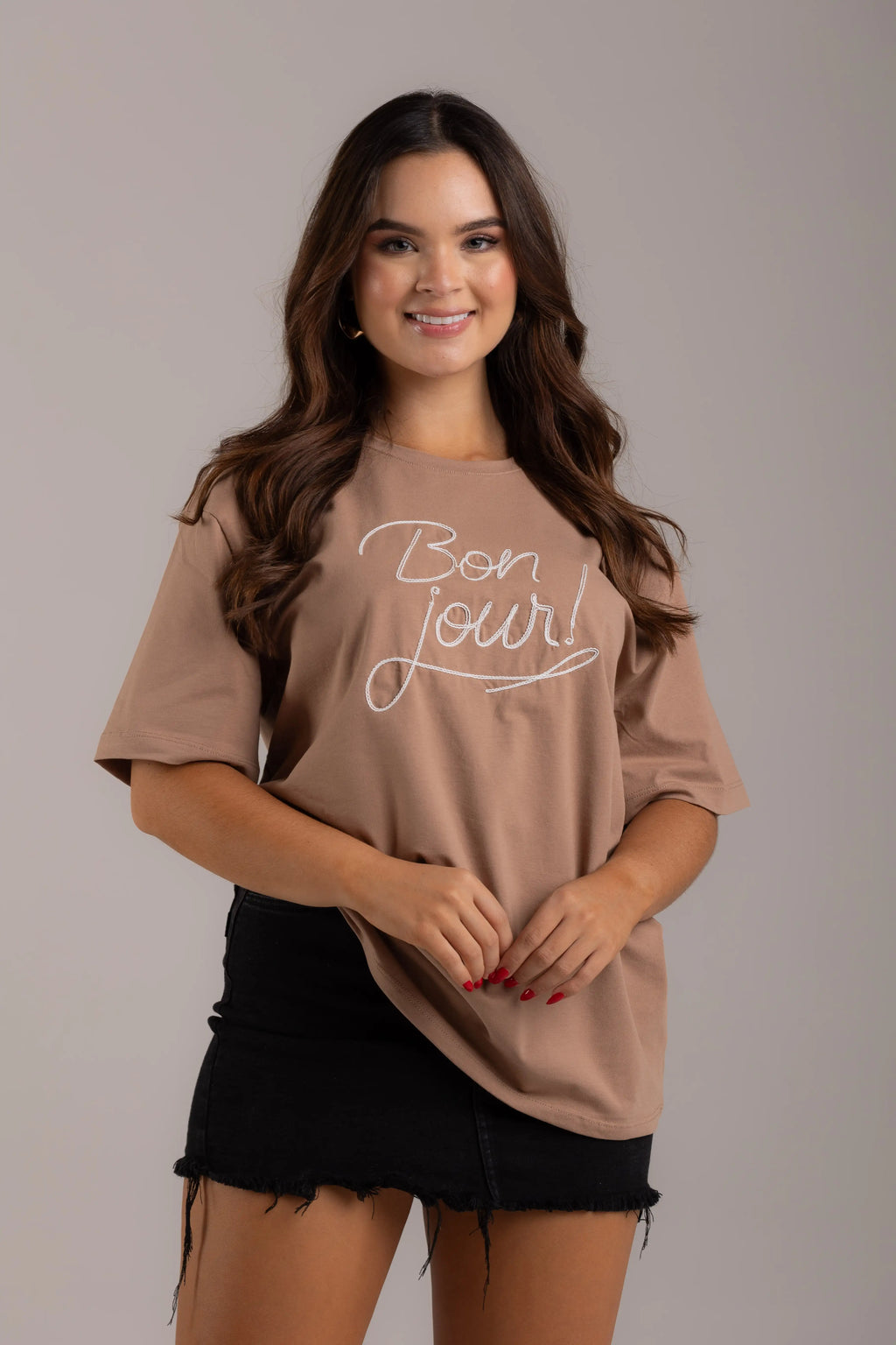 OVERSIZED BON JOUR BORDADA