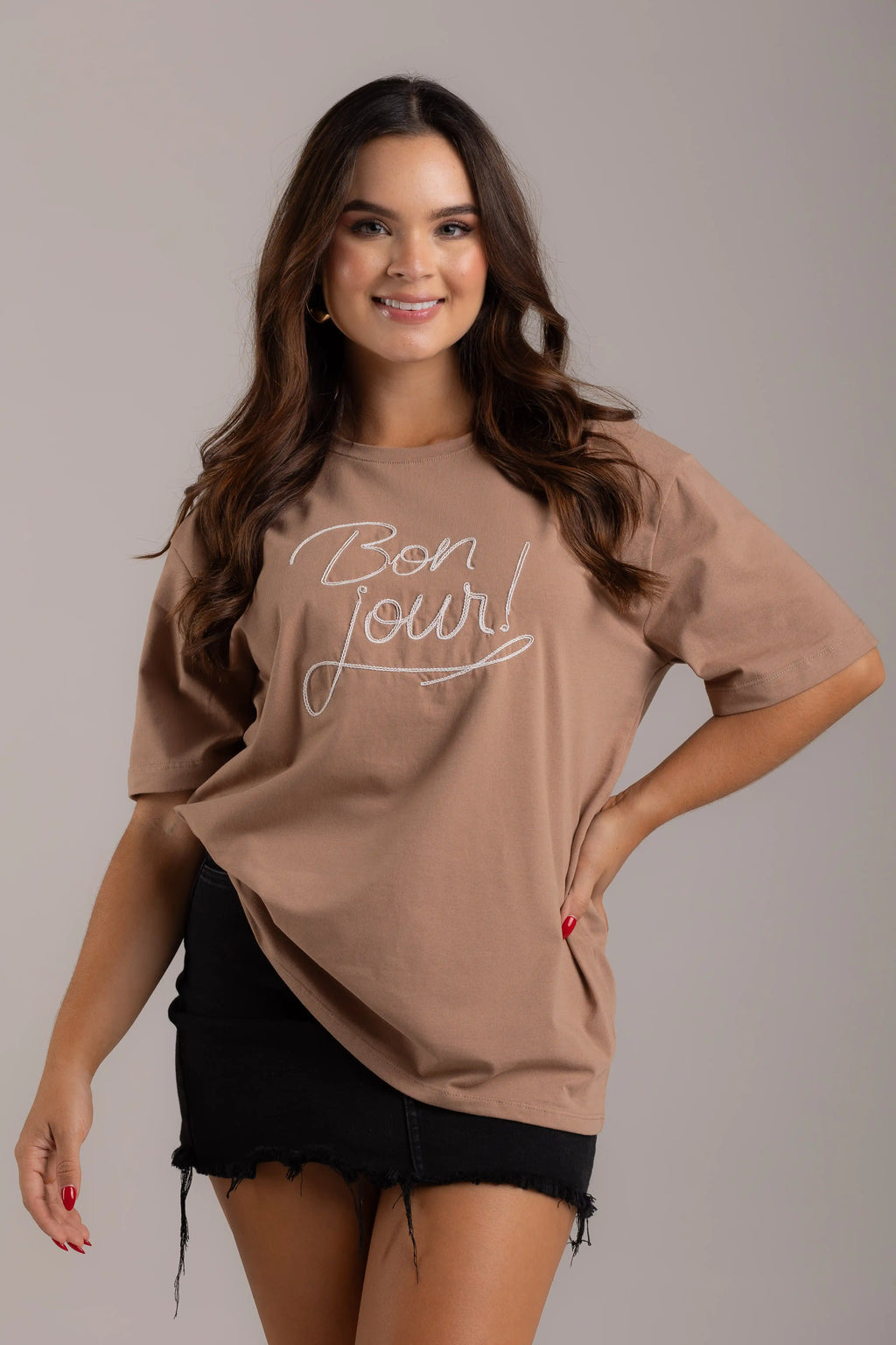 OVERSIZED BON JOUR BORDADA