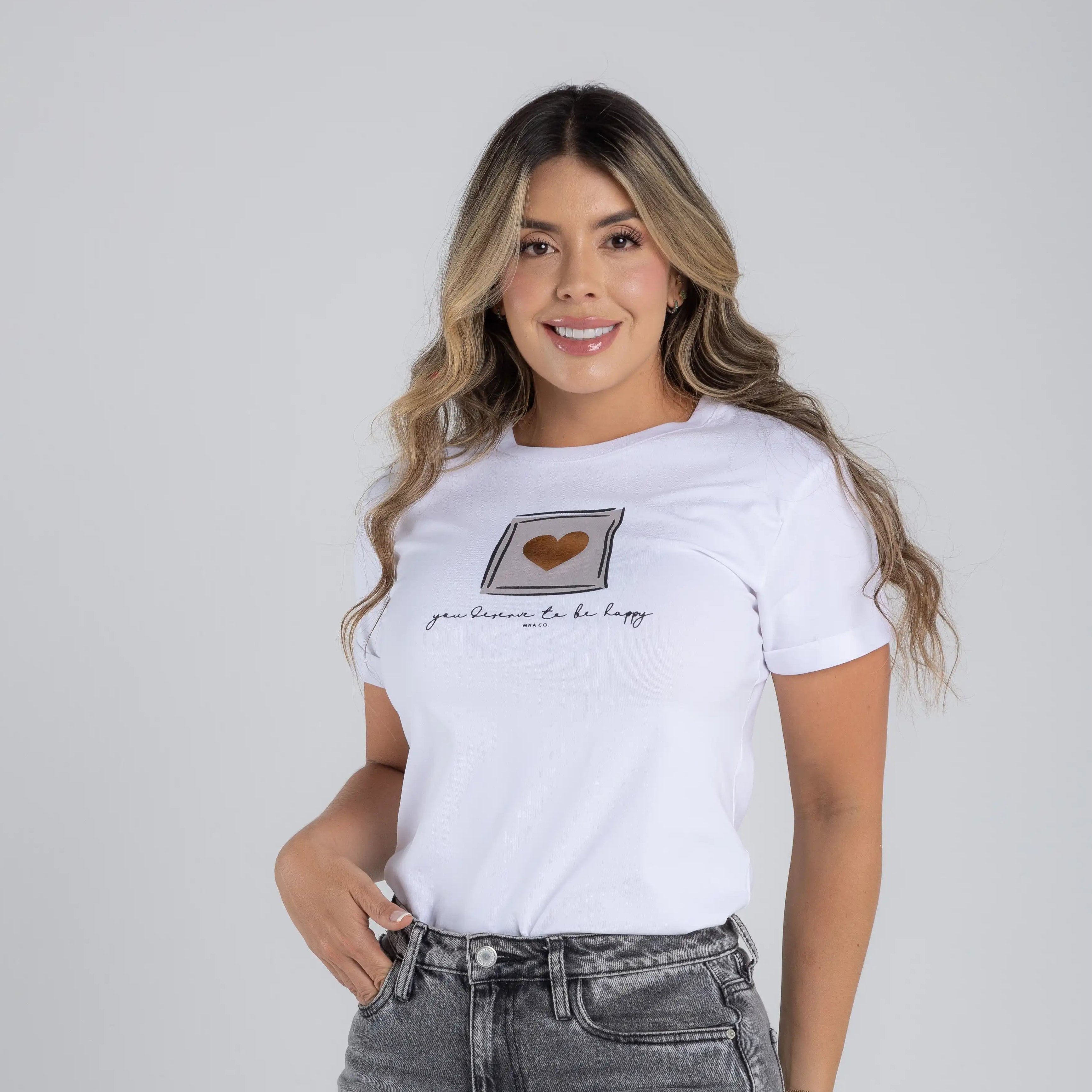 CAMISETA CORAZÓN EN CUADRO