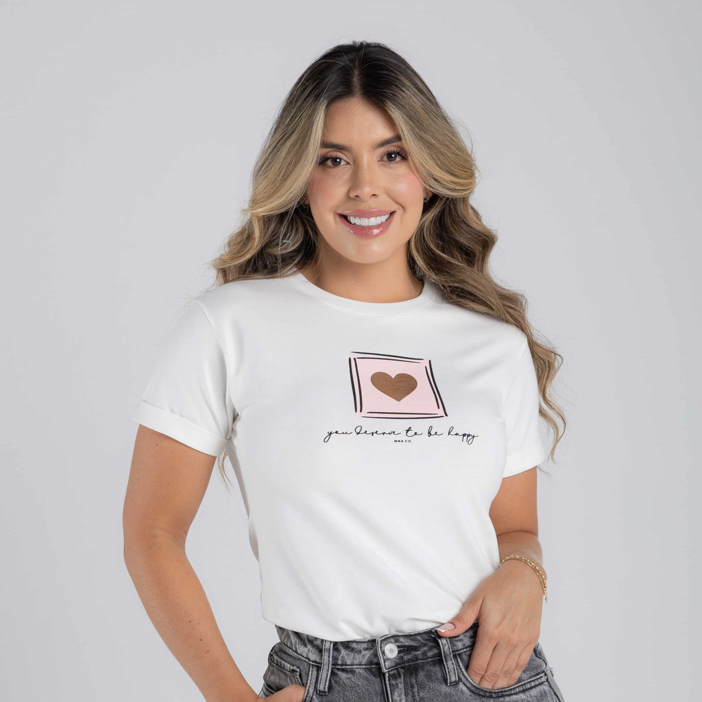 CAMISETA CORAZÓN EN CUADRO
