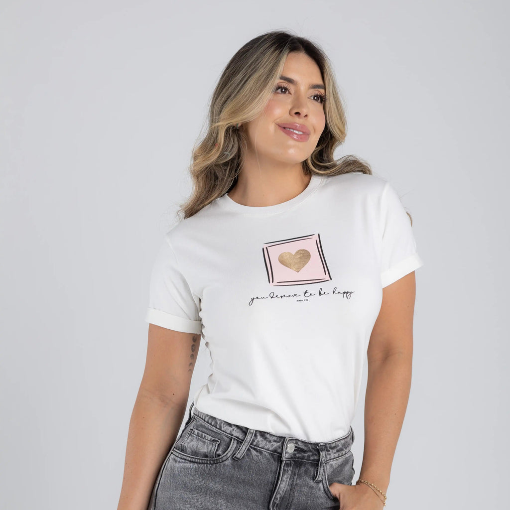 CAMISETA CORAZÓN EN CUADRO