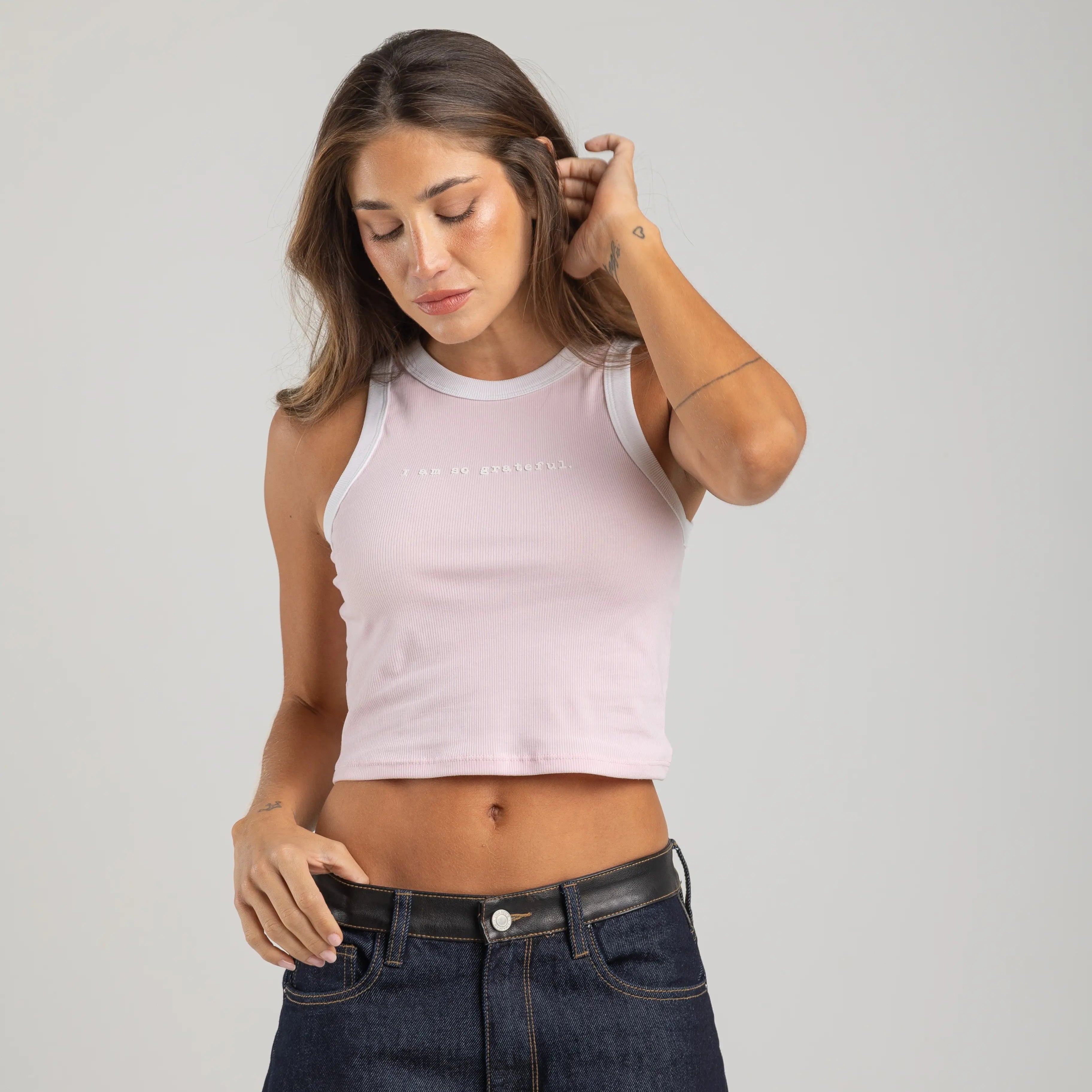 CAMISILLA CORTA EN RIB COMBINADA