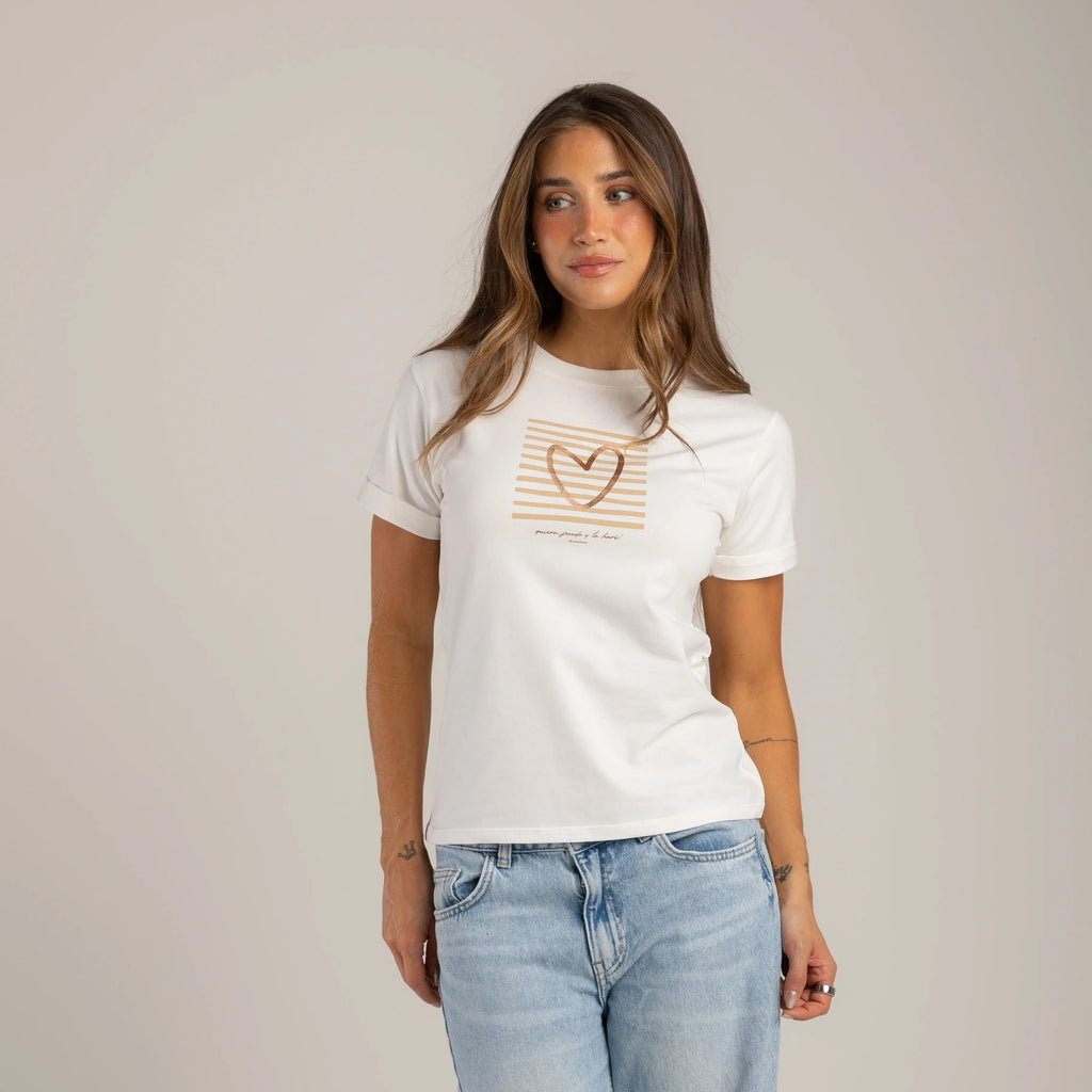 CAMISETA CORAZÓN RAYAS