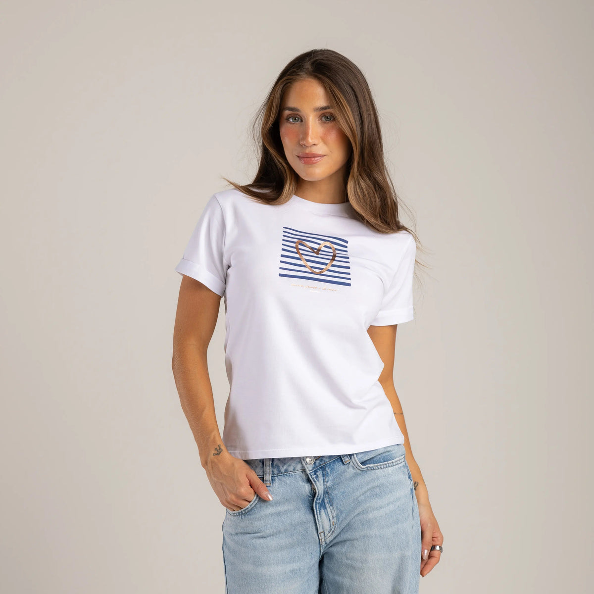 CAMISETA CORAZÓN RAYAS